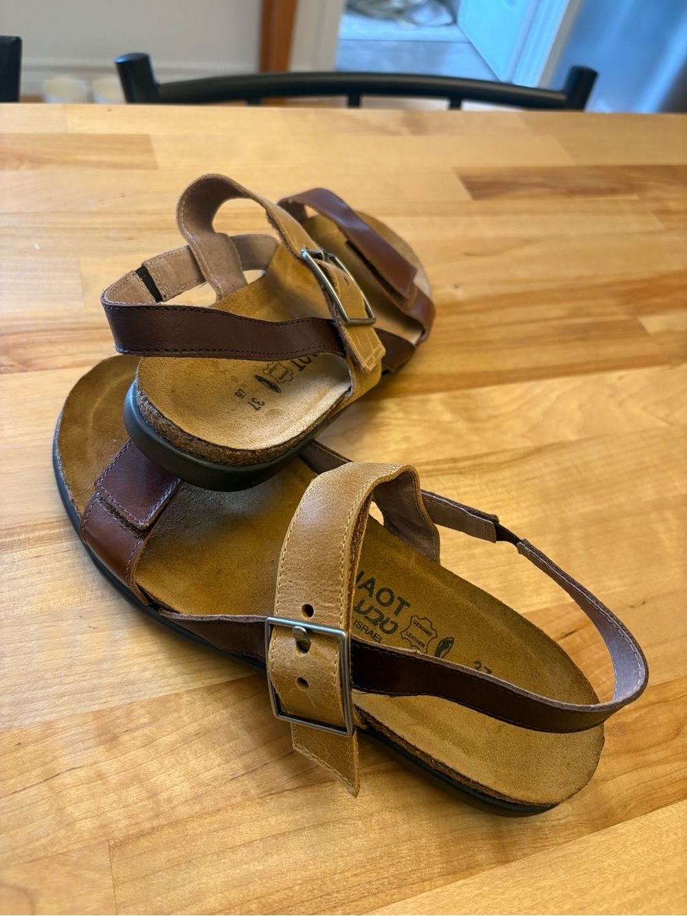 Leather NAOT brown/beige sandals. Never worn!